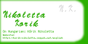 nikoletta korik business card