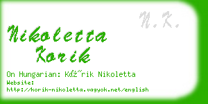 nikoletta korik business card